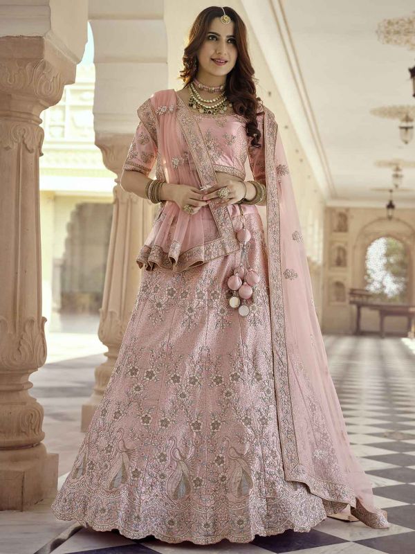 Pink Colour Crepe Fabric Women Lehenga Choli.
