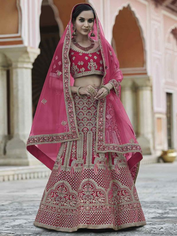 Pink Colour Velvet Fabric Designer Lehenga.