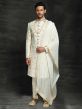 Off White Colour Silk Indian Groom Wedding Sherwani.
