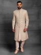 Silk Fabric Groom Sherwani Cream,Peach Colour.