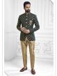 Green Colour Printed Jodhpuri Suit.