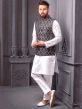 White Kurta Pyjama With Black Nehru Jacket