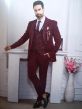 Auspicious Look Wine Colour Imported Fabric Mens Party Wear Suit.