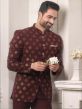 Wine Colour Imported Fabric Designer Mens Suit.