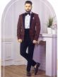 Wine Colour Imported Fabric Designer Mens Tuxedo Suit.