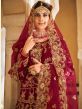 Maroon Bridal Velvet Lehenga Choli in Heavy Embroidery