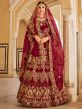 Maroon Bridal Velvet Lehenga Choli in Heavy Embroidery