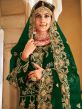 Green Velvet Lehenga Choli With Zari Embroidery 