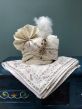 White Embroidered Silk Turban For Wedding With Stole