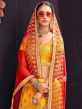 Yellow Zari Lengha With Embroidered Net Dupatta