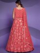 Peach Anarkali Style Suit Set With Sequins Work
