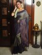 Dark Blue Silk Saree With Foil Prints