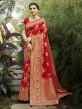 Silk Indian Designer Saree in Red Colour.