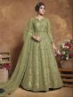 Green Colour in Net Designer Salwar Kameez With Thread,Zari Work.