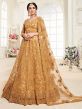 Net Fabric Wedding Lehenga Choli in Golden Colour.