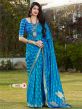 Blue Colour Banarasi Silk Printed Saree.