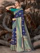 Blue Colour Silk Party Wear Sari.