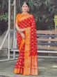 Red,Orange Colour Silk Designer Saree.