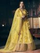 Net Fabric Wedding Lehenga Choli Yellow Colour.