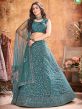 Rama Green Colour Net Fabric Designer Lehenga.