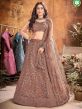 Net Fabric Designer Lehenga Choli Brown Colour