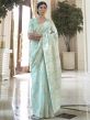 Turquoise Colour Silk Designer Saree.