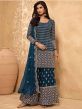 Blue Colour Sharara Salwar Suit Georgette Fabric.