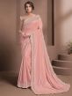 Peach Colour Silk,Georgette Fabric Designer Saree.