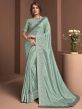 Sea Green Colour Silk,Georgette Saree.