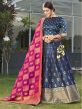 Blue Colour Banarasi Silk Lehenga Choli.