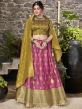 Pink Colour Weaving Work Lehenga Choli.