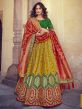 Yellow,Red Colour Banglori Silk Fabric Lehenga Choli.