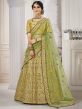 Green,Golden Colour Silk Lehenga Choli.