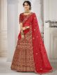 Red Colour Silk Fabric Designer Bridal Lehenga Choli.