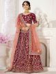 Maroon Colour Silk Fabric Wedding Lehenga Choli.