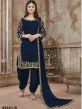 Blue Colour Georgette Fabric Patiala Salwar Suit.