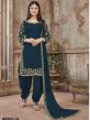 Georgette Fabric Patiala Salwar Kameez Blue Colour.