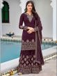 Wine Colour Georgette Fabric Sharara Salwar Suit.