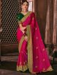 Rani Pink Colour Silk Fabric Wedding Saree.