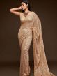 Beige,Cream Colour Georgette Fabric Designer Saree.