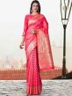 Pink Colour Silk Fabric Weaving Saree.