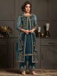 Rama Green Colour Party Wear Salwar Suit in Net Fabric.