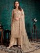 Beige Colour Net Fabric Designer Palazzo Salwar Suit.