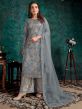 Grey Colour Net Fabric Palazzo Salwar Kameez.