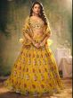 Yellow Colour Organza Fabric Digital Print Lehenga Choli.