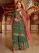 Georgette Fabric Party Wear Salwar Suit Green Colour.