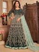 Dark Green Colour Velvet Fabric Anarkali Salwar Kameez.