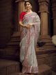 Grey Colour Organza Fabric Designer Saree.