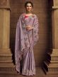 Purple Colour Organza,Net Fabric Embroidered Saree.