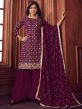 Wine Colour Party Wear Salwar Suit in Georgette Fabric.